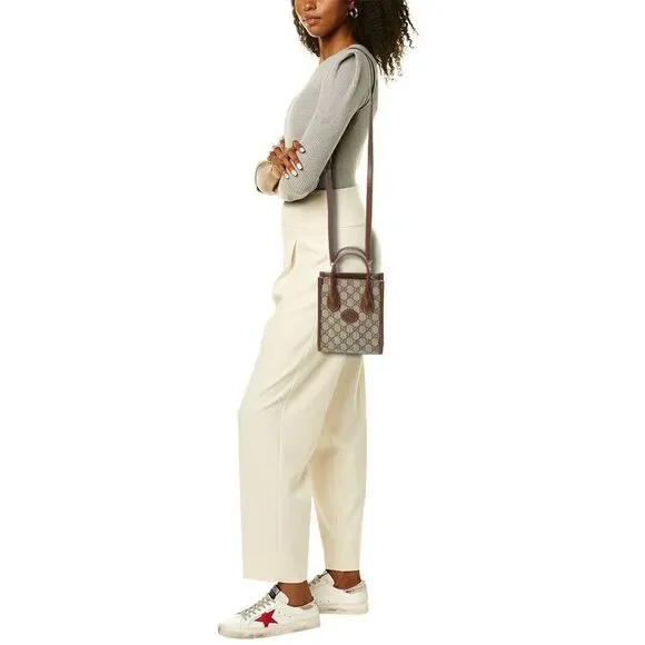 Gucci Mini Gg Supreme Canvas & Leather Tote, Brown - Picture 4 of 4